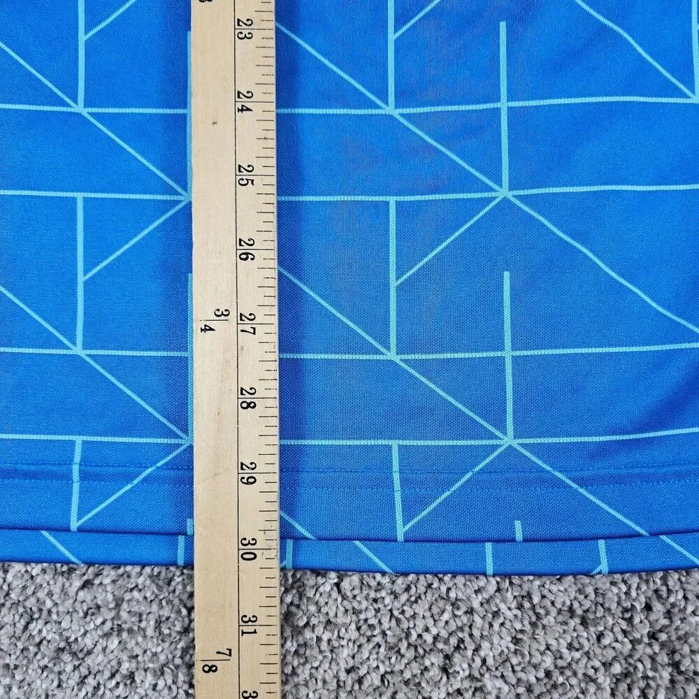 Adidas Golf Polo Shirt Mens Large Blue Geometric Abstract Stretch Athleisure